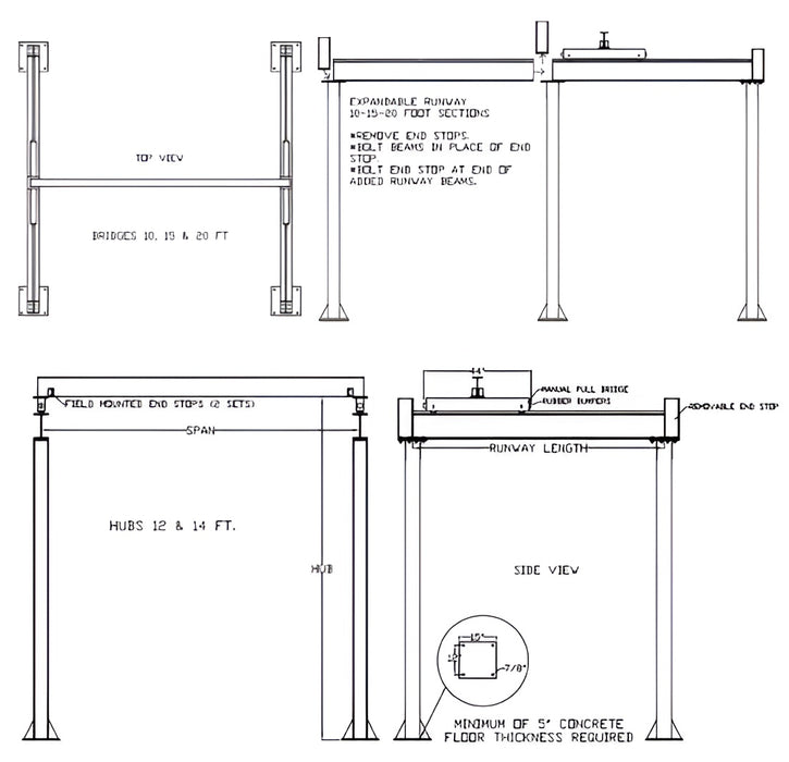 All Lift Cranes Cell Crane 15' Bridge Pan 12' HUB