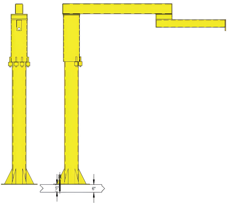 All Lift Cranes FL-FAR Series Foundationless Floor Mounted Articulating Jib Crane 500 Lbs Capacity 12' HUB
