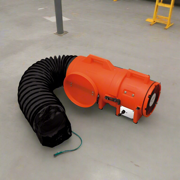 Blower with Compact Canister & Ducting | 8'' | Axial Explosion-Proof (EX) Plastic | Allegro