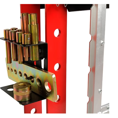 American Forge & Foundry AFF AFF 30 Ton Shop Press – Foot Air/Manual Pump, Hydraulic Ram, Guard & 10-Pc Adapter Set, Super Duty 852ASD