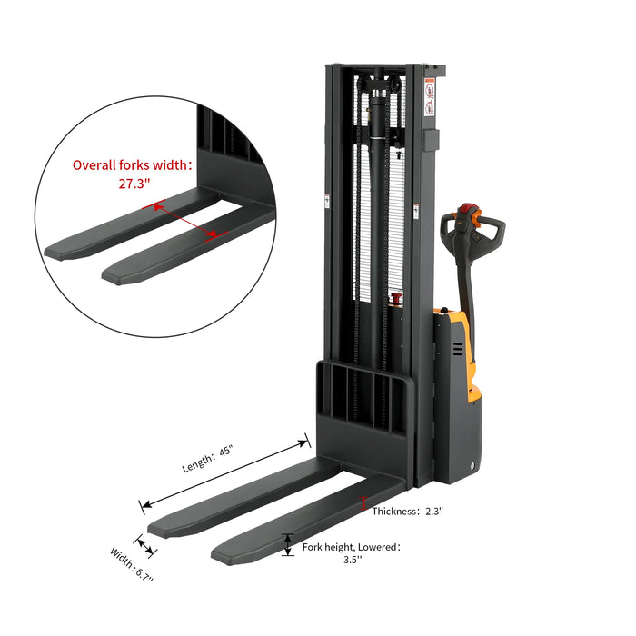 Electric Walkie Stacker | 3300 lbs. Capacity | Fixed Legs 98'' Lifting | Apollolift A-3033