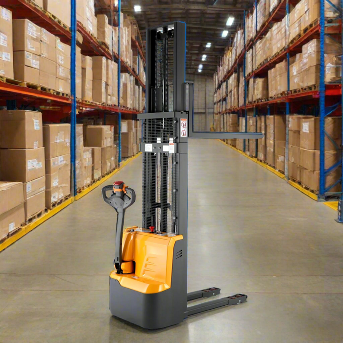 Electric Walkie Stacker | 3300 lbs. Capacity | Fixed Legs 98'' Lifting | Apollolift A-3033