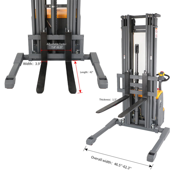 Full Electric Walkie Stacker | 3300 lbs. Capacity | Lifting Height 177'' | Apollolift A-3029