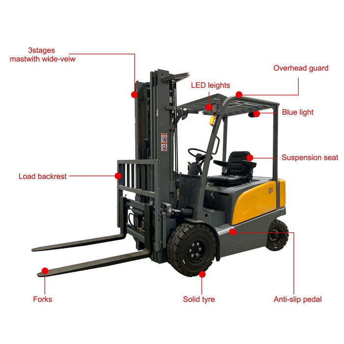 Apollo Lift 4-wheel Electric Forklift 189" Max. Lifting Height 5500 lbs Lithium A-3041