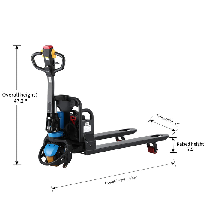 Pallet Jack | Battery Powered | 3300 lbs. Capacity | 45'' x 21'' | Apollolift A-1021