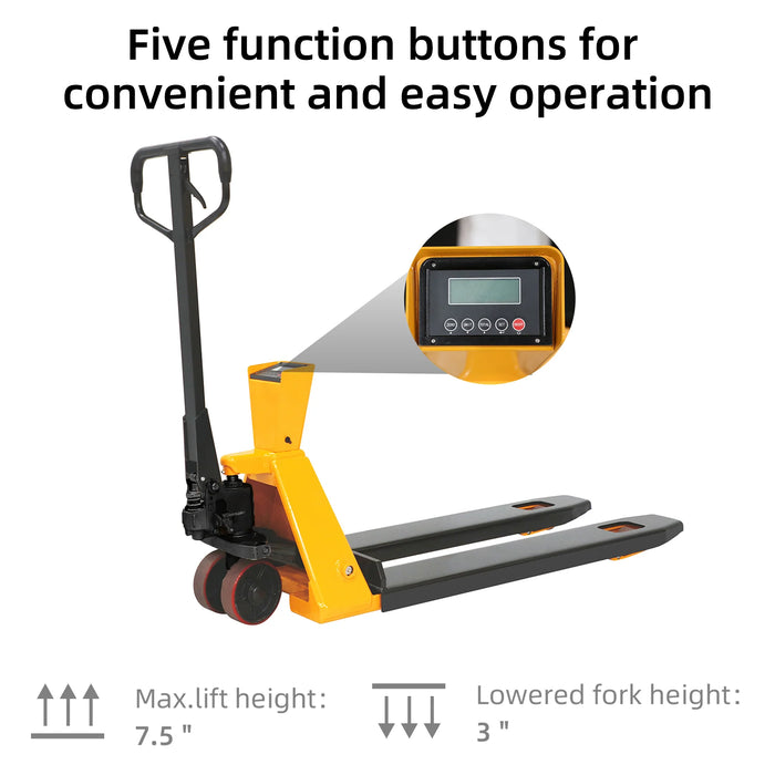 Pallet Jack w/ Scale | 4400 lbs. Capacity | 45'' x 27'' | Apollolift A-1032