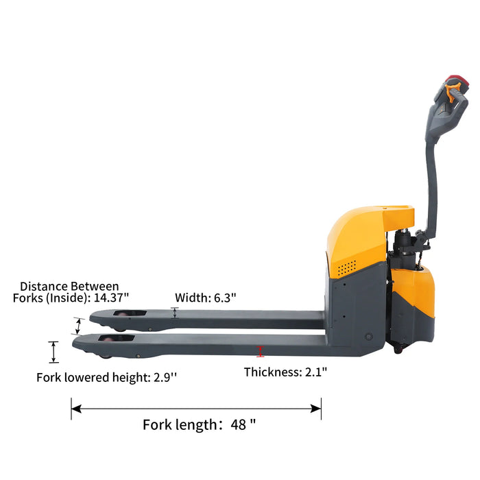 Pallet Jack | Electric | 3300 lbs. Capacity | 48'' x 27'' | 7.5" Lift Height | Apollolift A-1029