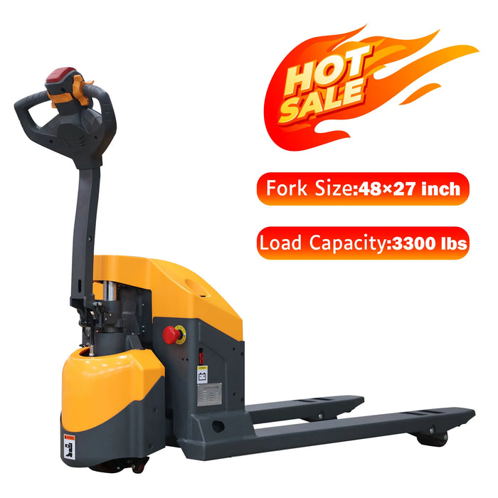 Pallet Jack | Electric | 3300 lbs. Capacity | 48'' x 27'' | 7.5" Lift Height | Apollolift A-1029