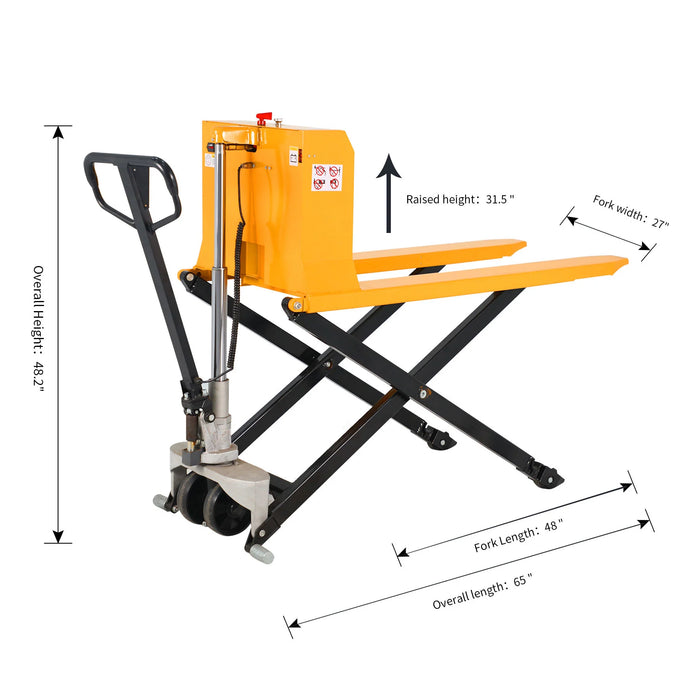 Lift Truck | Electric | 2200 lbs. Capacity | 48'' x 27'' Fork | 3.3'' Lowered | 31.5'' Raised | Apollolift A-1016