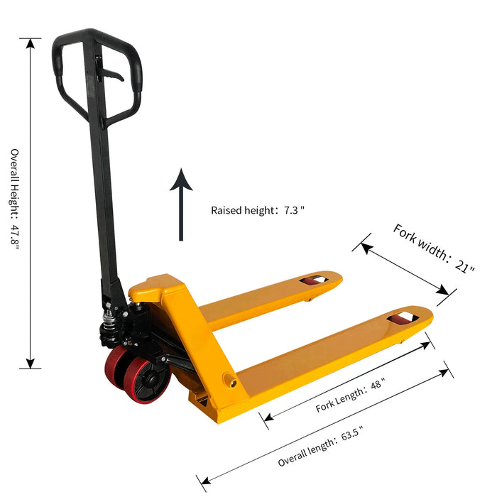 Manual Pallet Jack | Hydraulic | 5500 lbs. Capacity | 48'' x 21'' | Apollolift A-1006