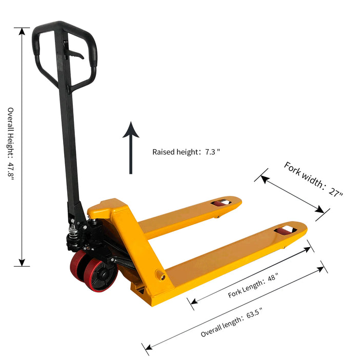 Pallet Jack | 5500 lbs. Capacity | 48'' x 27'' | 7.3" Lift Height | Apollolift A-1007