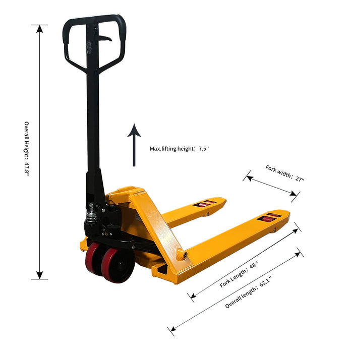 Manual Pallet Jack | 48''x 27'' | 7700 lbs. Capacity | Apollolift A-1008