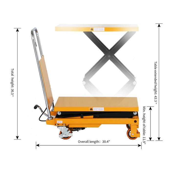 Apollo Lift 27.6" x 17.7" Double Scissor Lift Table 330 lbs. A-2006