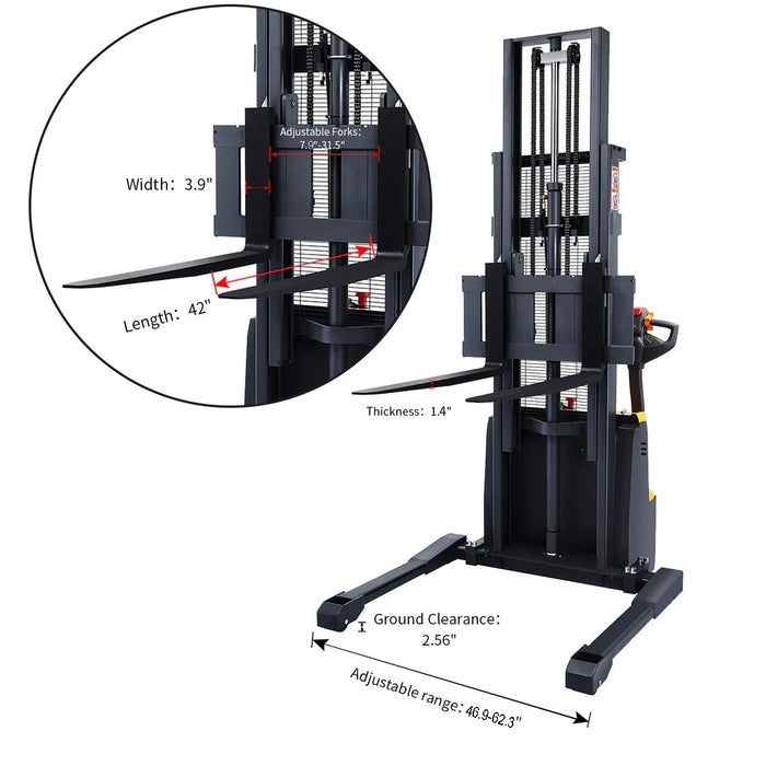 Apollo Lift Electric Walkie Straddle Stacker 118'' Max.Lifting Height 3300 lbs A-3028