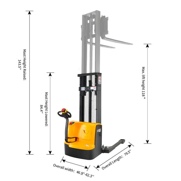 Apollo Lift Electric Walkie Straddle Stacker 118'' Max.Lifting Height 3300 lbs A-3028