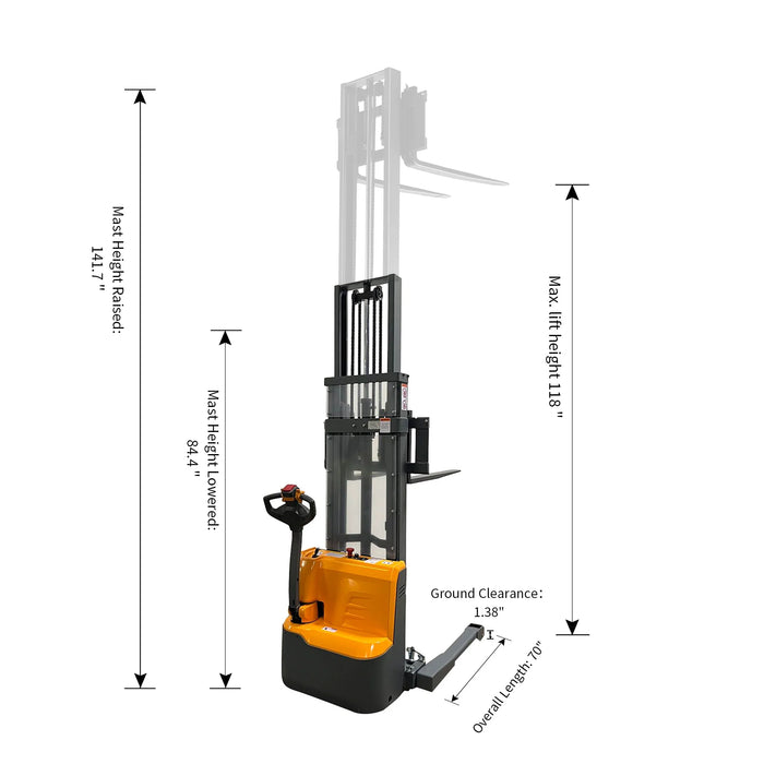 Electric Walkie Stacker | 2640 lbs. Capacity | Straddle Legs 118'' | Apollolift A-3035