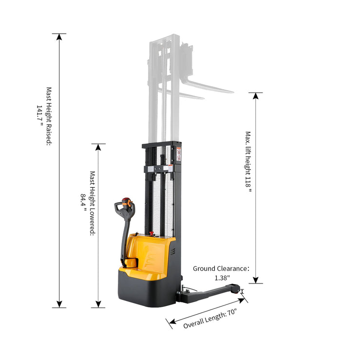 Apollo Lift Full Electric Straddle Stacker 118" Max.Lifting Height 2640 lbs. A-3021