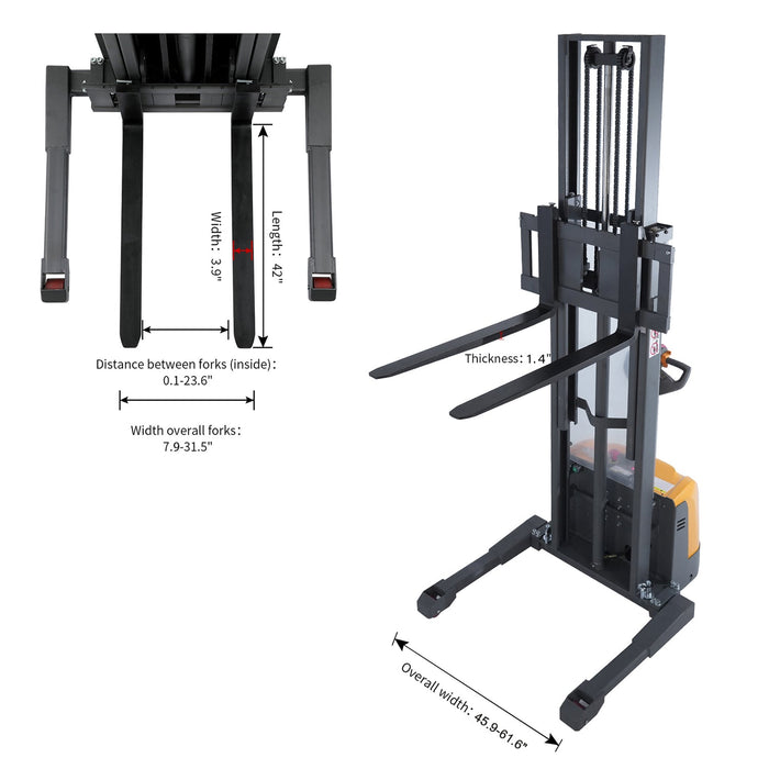 Apollo Lift Full Electric Straddle Stacker 130'' Max.Lifting Height 3300 lbs A-3049