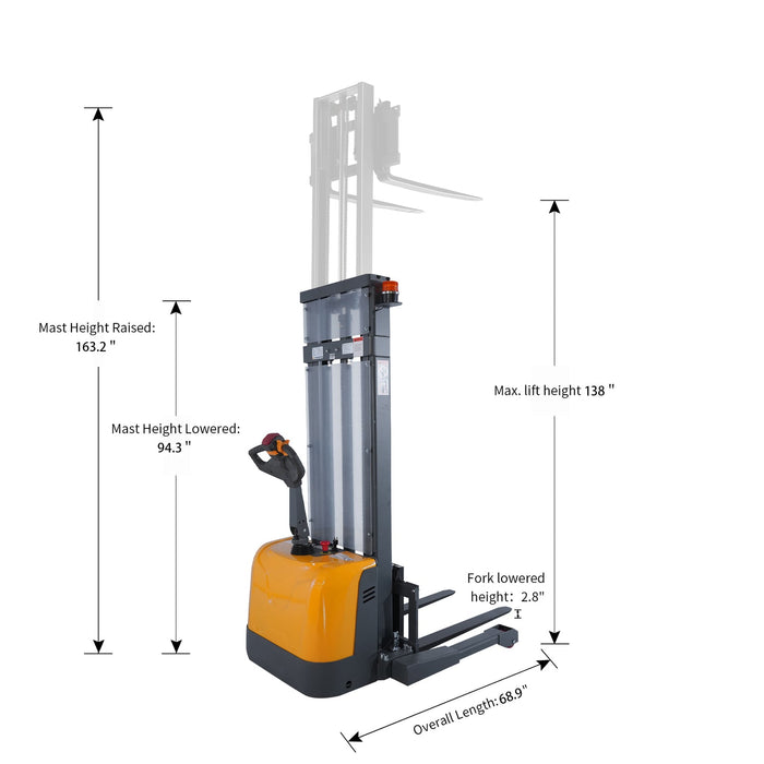 Apollo Lift Full Electric Straddle Stacker 138'' Max.Lifting Height 3300 lbs A-3051