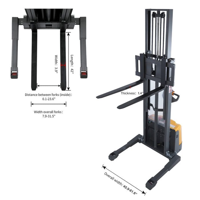 Apollo Lift Full Electric Straddle Stacker 138'' Max.Lifting Height 3300 lbs A-3051