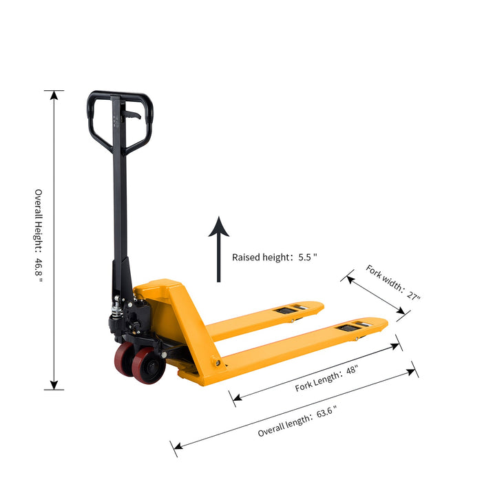 Apollo Lift Low Profile Hand Pallet Jack &nbsp;48" x 27" 3300 lbs. A-1009