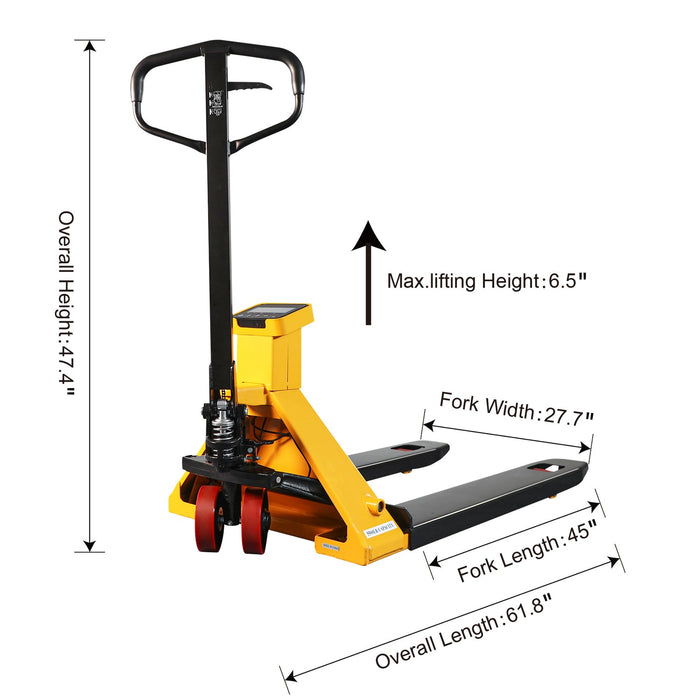 Apollo Lift Manual Pallet Jack with Digital Scale 45" x 27.7" 5500 lbs. A-1035
