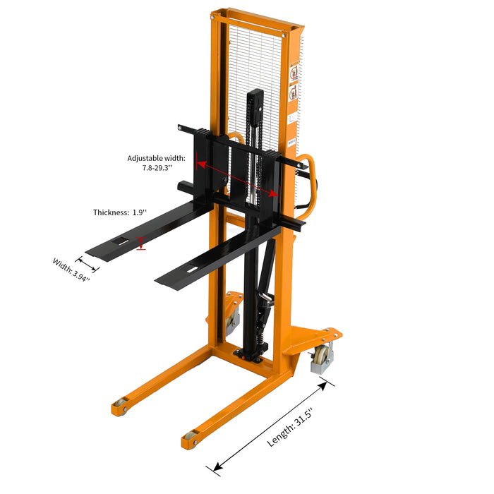 Manual Pallet Stacker | 1100 lbs. Capacity | 63'' Lift Height | Apollolift A-3002