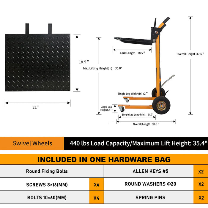 Apollo Lift Mini Hydraulic Stacker Truck 440 lbs. A-7004