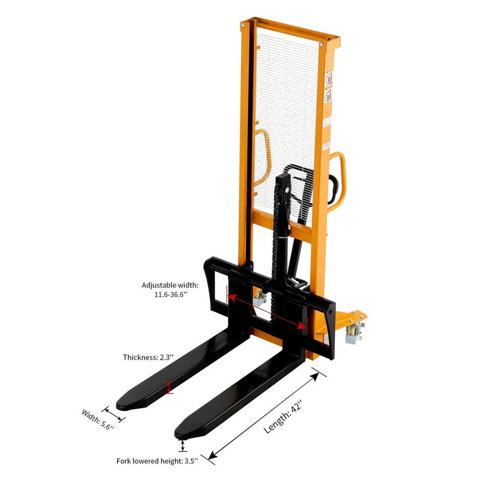 Manual Pallet Stacker | Hydraulic | 2200 lbs. Capacity | 63'' Lift Height | Apollolift A-3003