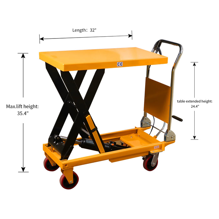 Single Scissor Lift Table | 1100 lbs Capacity | Lifting Height 35.4'' | Apollolift A-2002