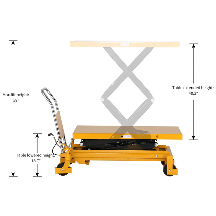 Double Scissor Lift Table | 1760 lbs Capacity | Lifting Height 59'' | Apollolift A-2010