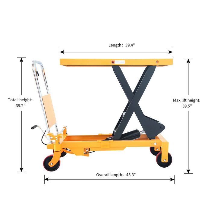 Single Scissor Lift Table | 1760 lbs Capacity | Lifting Height 39.5'' | Apollolift A-2005