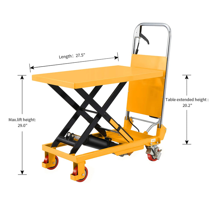 Single Scissor Lift Table | 330 lbs Capacity | Raised Height 29'' | Apollolift A-2016