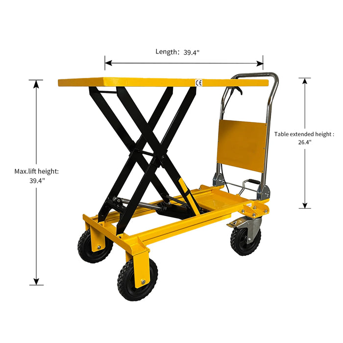 Single Scissor Lift Table | 440 lbs Capacity | Lifting Height 39.4'' | Apollolift A-2013