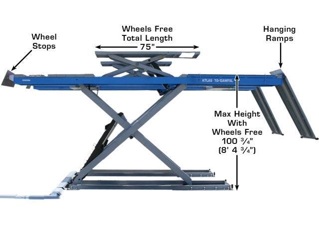 Atlas 12AWFSL 12,000 lb Alignment Scissor Lift – “Wheels Free” System | ATTD‑12AWFSL‑N