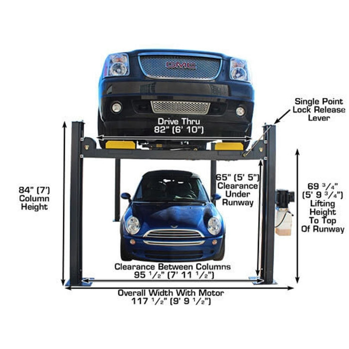 Atlas 408SL 8,000 LB Portable 4-Post Car Lift | Super Deluxe Hobbyist Automotive Lift | Model ATTD-408SL
