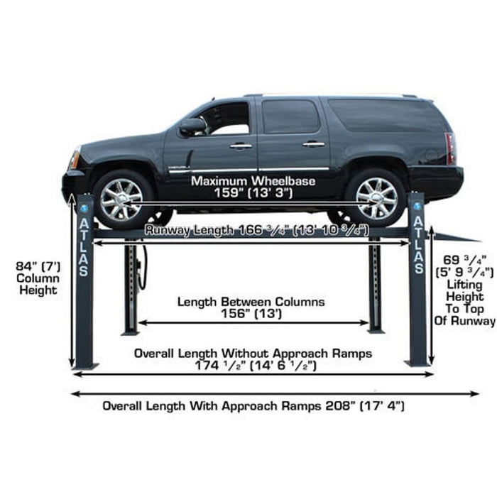 Atlas 408SL 8,000 LB Portable 4-Post Car Lift | Super Deluxe Hobbyist Automotive Lift | Model ATTD-408SL