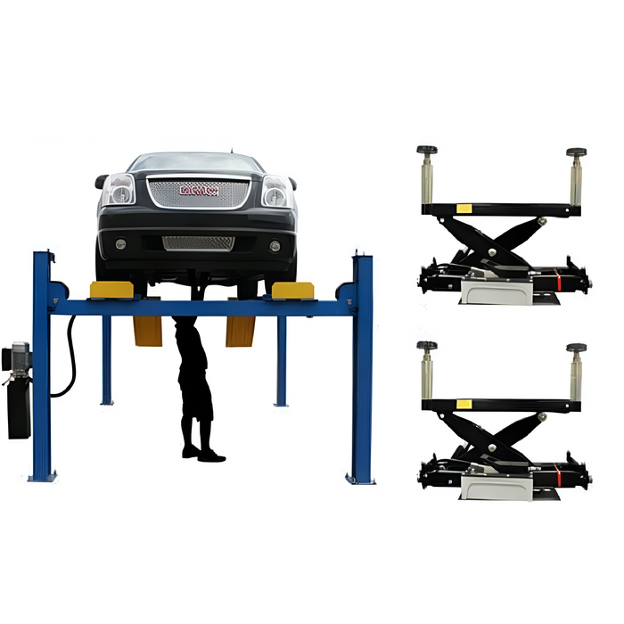Atlas 414A Alignment Lift with RJ8 Rolling Jack Combo – 14,000 lb Capacity 4-Post Alignment Rack for Professional Automotive Shops