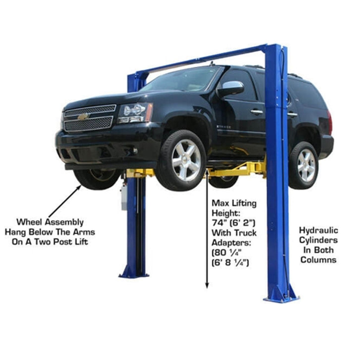 tlas 9KOHX 9,000 LB Overhead Two-Post Car Lift with Lawnmower Adapter | Heavy-Duty Automotive Equipment Combo | Model XH-9KOHX-COMBO-FPD