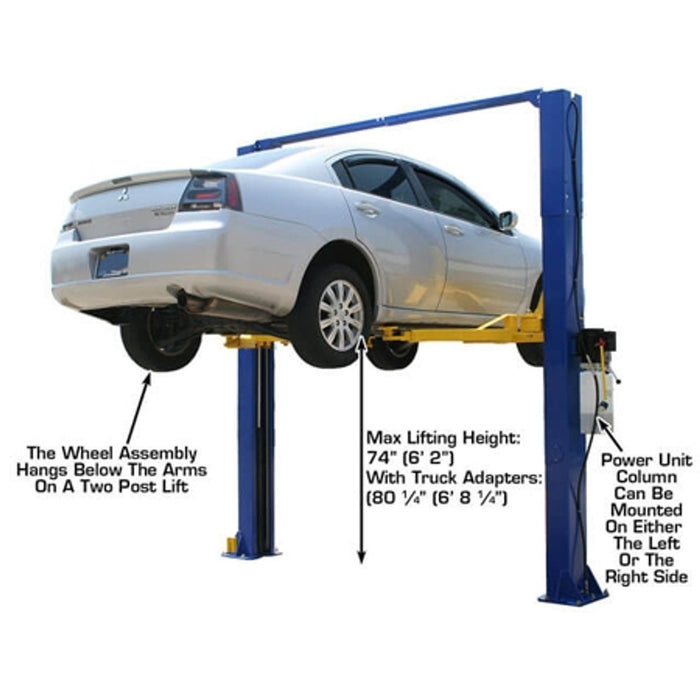 tlas 9KOHX 9,000 LB Overhead Two-Post Car Lift with Lawnmower Adapter | Heavy-Duty Automotive Equipment Combo | Model XH-9KOHX-COMBO-FPD