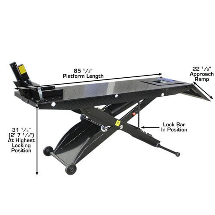 Atlas Equipment ACL Air-Operated Motorcycle Lift – 1,000 lb Capacity with Roller Plate (HT-ACL)