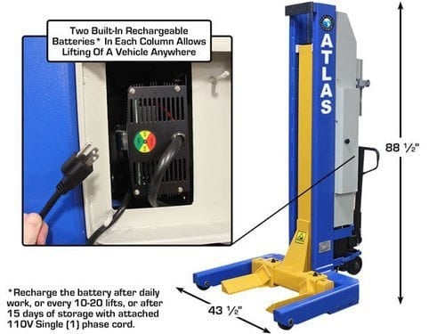Atlas ML-6045BC ALI Certified Mobile Column Lift System – 99,000 lb Battery-Powered Heavy-Duty Vehicle Lift