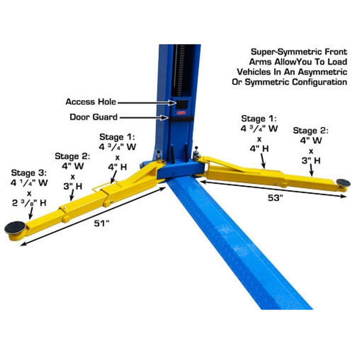 Atlas BP10000X 10,000 LB Baseplate Two-Post Car Lift | Commercial Grade Automotive Equipment | Model ATTD-BP10000X