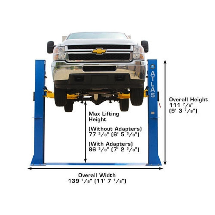 Atlas BP10000X 10,000 LB Baseplate Two-Post Car Lift | Commercial Grade Automotive Equipment | Model ATTD-BP10000X