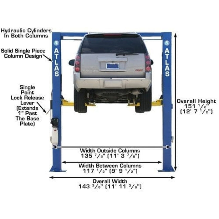 Atlas OHX10000X Extra Tall 2-Post Lift – Commercial Grade 10,000 lb. Capacity Automotive Hoist (ATTD-OHX10000X)