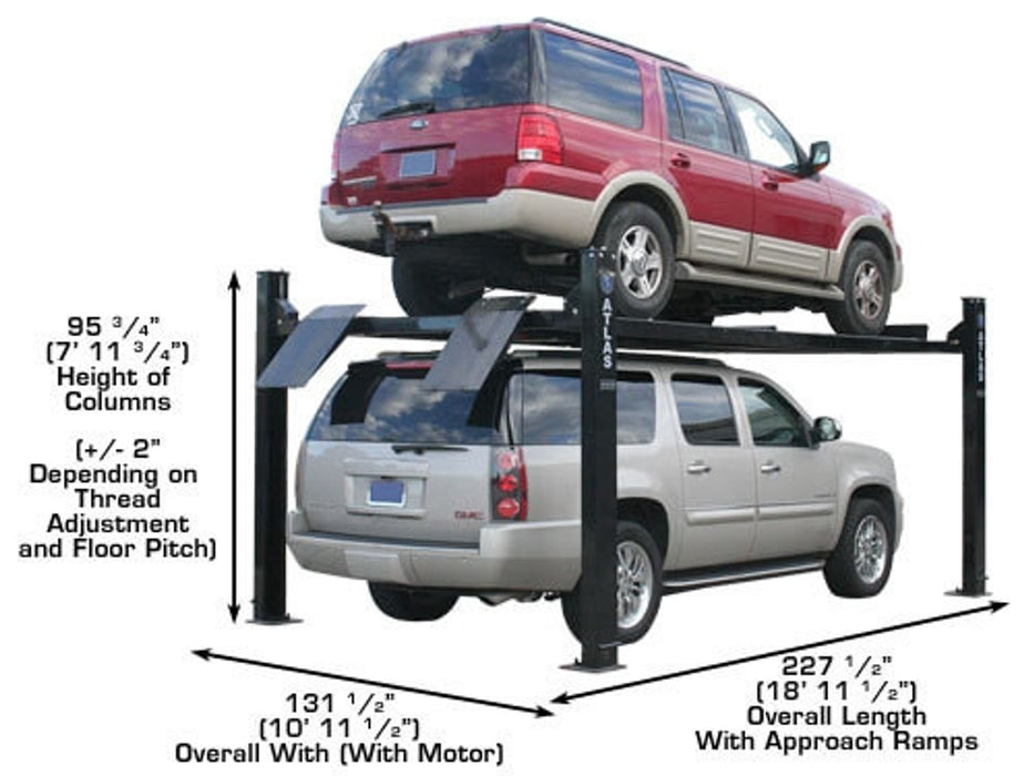 Atlas PRO9000 4-Post Lift with RJ6 Rolling Jacks Combo – 9,000 lb Capacity Car Lift | Atlas Automotive Equipment XH-PRO9-COMBO2 (Will Call Pickup)