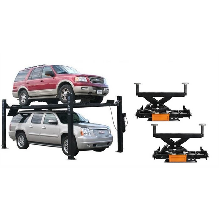 Atlas PRO9000 4-Post Lift with RJ6 Rolling Jacks Combo – 9,000 lb Capacity Car Lift | Atlas Automotive Equipment XH-PRO9-COMBO2 (Will Call Pickup)