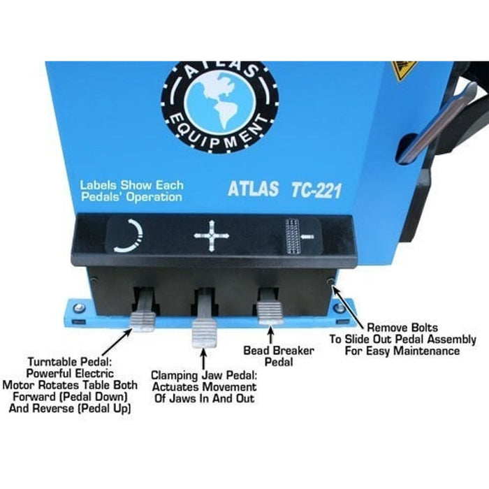 Atlas TC221 Rim-Clamp Tire Changer – Model ATTC221, 21″ Wheel Service Machine