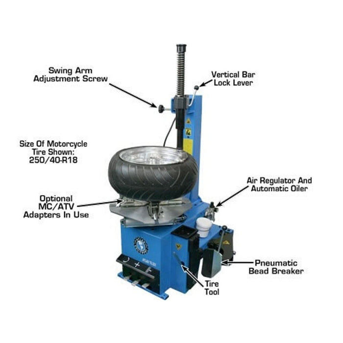 Atlas TC221 Rim-Clamp Tire Changer – Model ATTC221, 21″ Wheel Service Machine