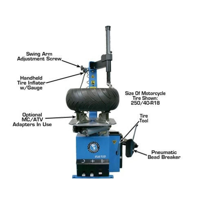 Atlas TC221 Rim-Clamp Tire Changer – Model ATTC221, 21″ Wheel Service Machine